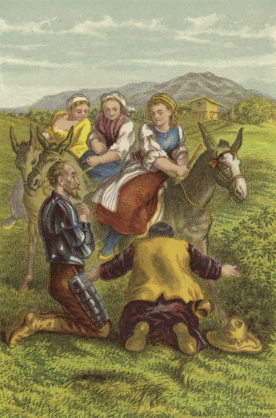 Don Quichot, Sancho en de dorpsmeisjes door John Gilbert